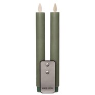 Anna’s Collection 2st. LED Rustiek wax Diner kaars Jade groen H23 cm - afbeelding 1