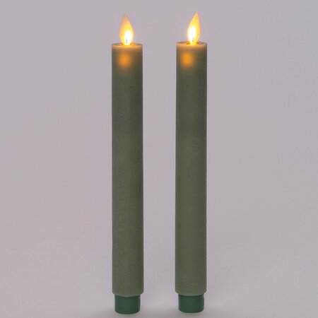 Anna’s Collection 2st. LED Rustiek wax Diner kaars Jade groen H23 cm - afbeelding 2