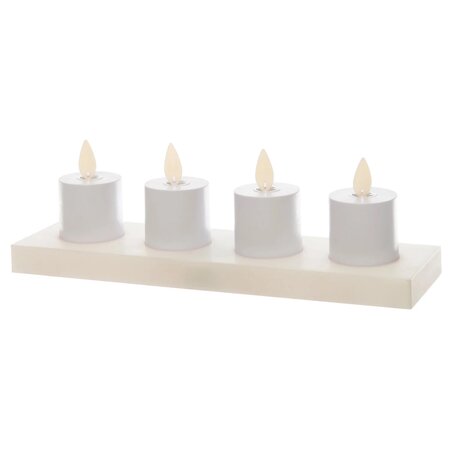 Anna’s Collection LED Theelicht Rustiek set 3,5 cm Wit 4 stuks