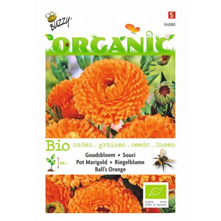 Buzzy® Organic Calendula, Goudsbloem Ball's Orange  (BIO) - afbeelding 1