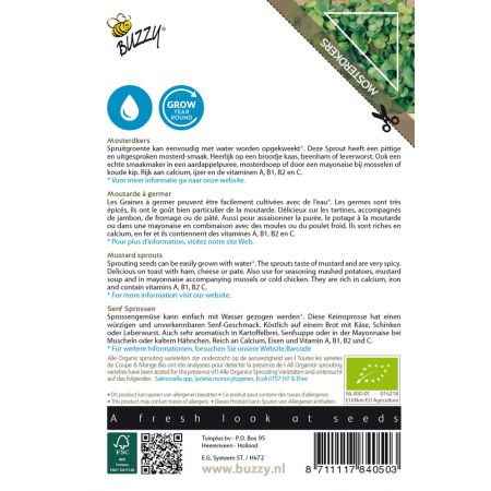 Buzzy® Organic Sprouting Mosterdkers  (BIO) - afbeelding 2