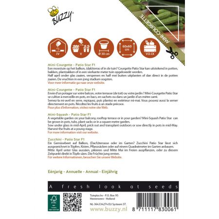 Buzzy® Patio Vegetables, Courgette Patio Star F1 - afbeelding 2