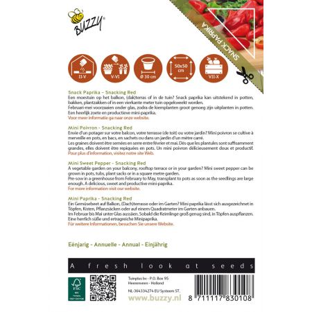 Buzzy® Patio Vegetables, Paprika Snacking Red - afbeelding 2