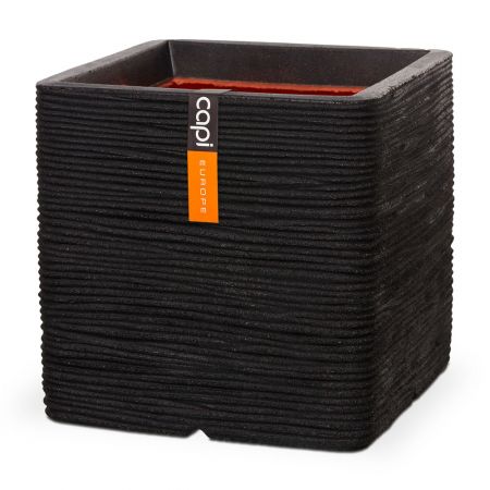 Capi Europe - Pot vierkant Rib NL 40x40x40 zwart - afbeelding 1