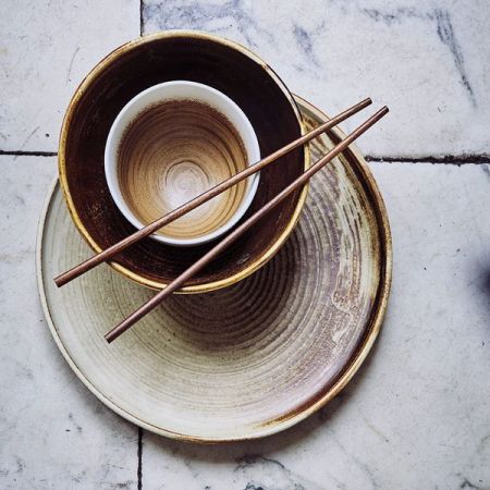 ceramic brown/white bowl - afbeelding 3