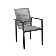 Ishi stackable dining chair alu black/rope dark grey