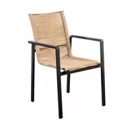 Ishi stackable dining chair alu black/rope natural