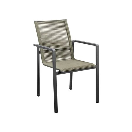 Ishi stackable dining chair alu dark grey/rope green