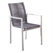 Ishi stackable dining chair alu white/rope light grey