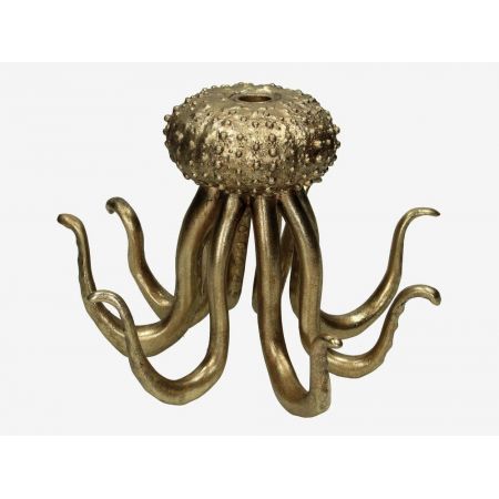 Kandelaar octopus polyresin goud 30.3x28.3x20.5cm