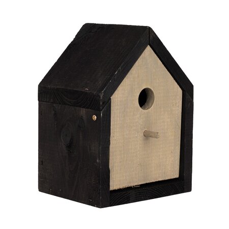 Modern Vogelhuisje Nestkast Zwart-Grijs - B 16 x D 13 x H 22 cm - afbeelding 1