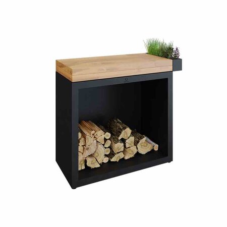 OFYR Butcher Block Storage 90 Black Teak Wood