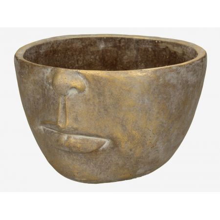 Planter gezicht beton goud 24x23x14cm