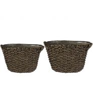 Planter set van 2 Huub choco D62x34 H48