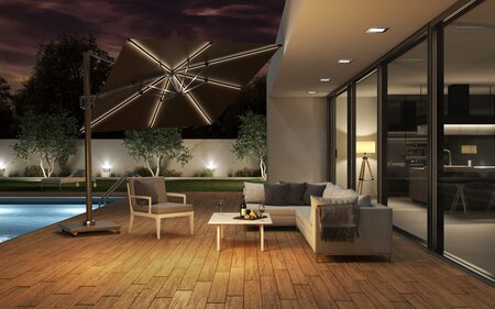 Platinum Zweefparasol Challenger T² Glow 300 x 300 cm Taupe - afbeelding 3