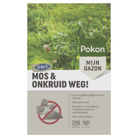 Pokon Mos en Onkruid Weg! 3-in-1 voor 50m² - afbeelding 1