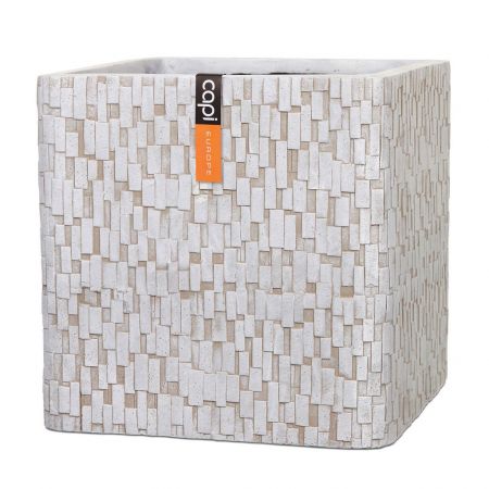 Pot vierkant  Stone 41x41x41 ivoor