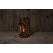 Solar Lantaarn Bamboe Naturel Met Retro Lamp 17X32Cm