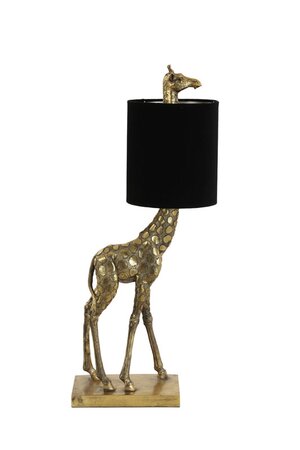 Tafellamp GIRAFFE Antiek Brons/Velvet Zwart - 26 x 16 x 61 cm