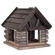 Vogelvoerderhuis blokhut Zwart-Grijs - B 35 x D 39 x H 37 cm - afbeelding 1