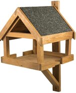 Wand Vogelvoederhuisje + dakleer Bruin - B 28 x D 28 x H 48 cm - afbeelding 1