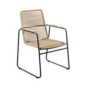 Wasabi stackable dining chair alu black/rope natural